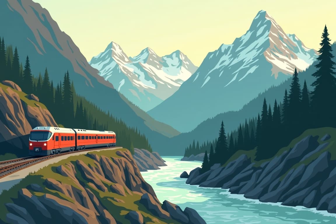 Illustration of 2 Day Rail, Vancouver - Jasper