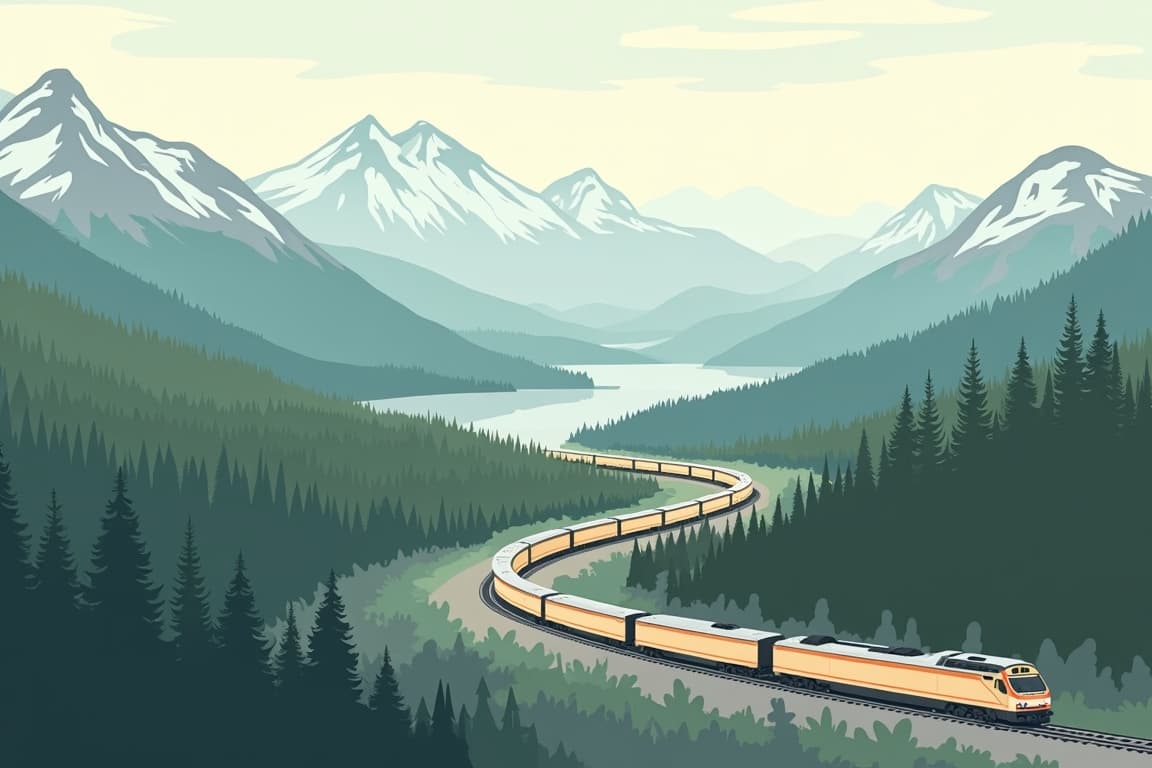 Illustration of Alaska Circle Tour Rail & Car