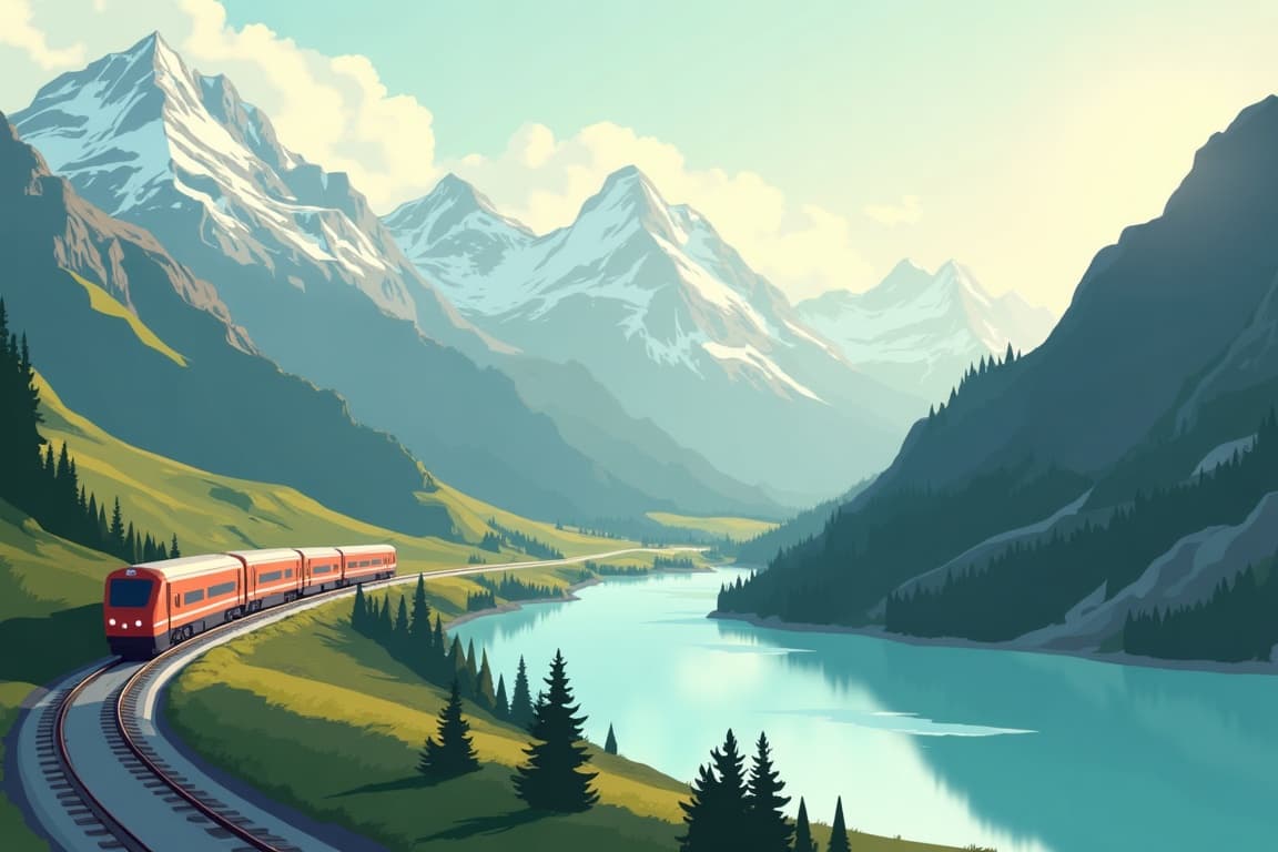 Illustration of Alpen-Panoramen in drei Ländern