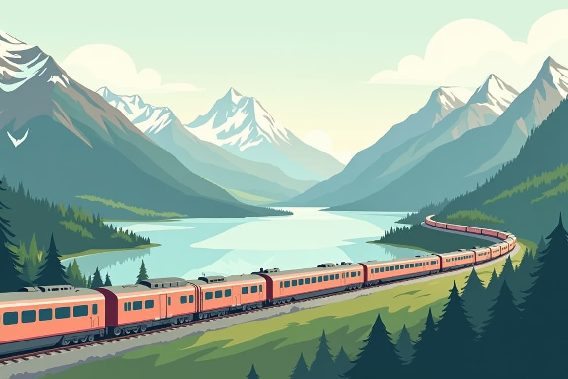 Illustration of Alpine Discovery by Rail