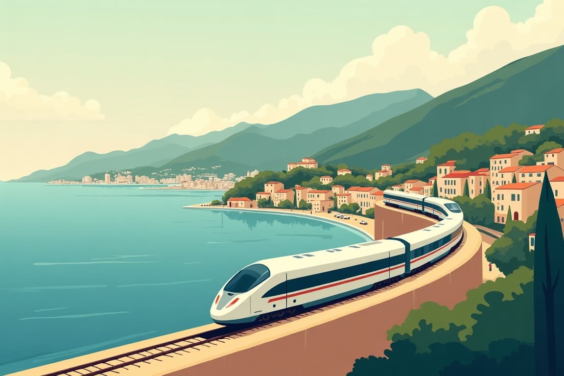 Illustration of Amalfi Coast in First Class