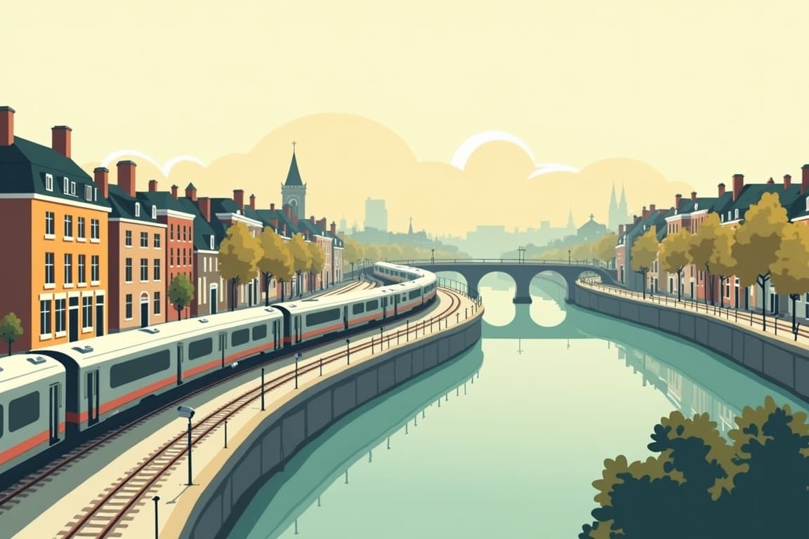 Illustration of Amsterdam, Luxembourg & Brussels
