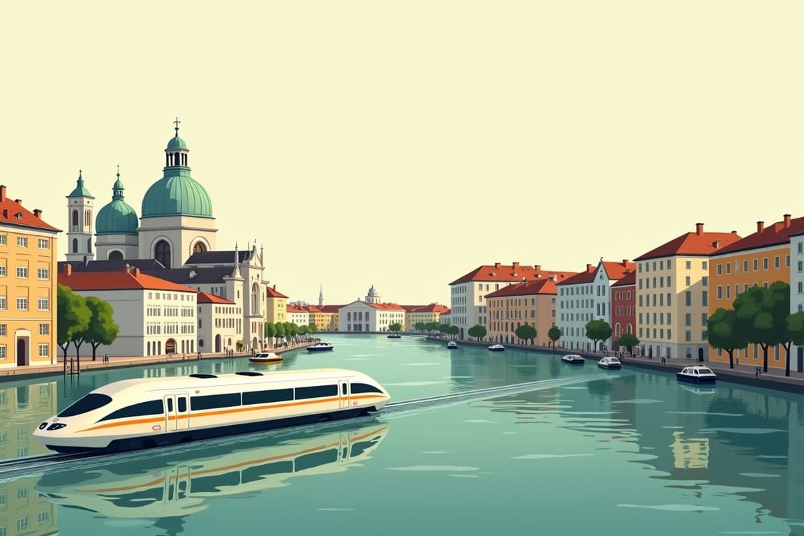 Illustration of Amsterdam, Paris, Zurich, and Venice