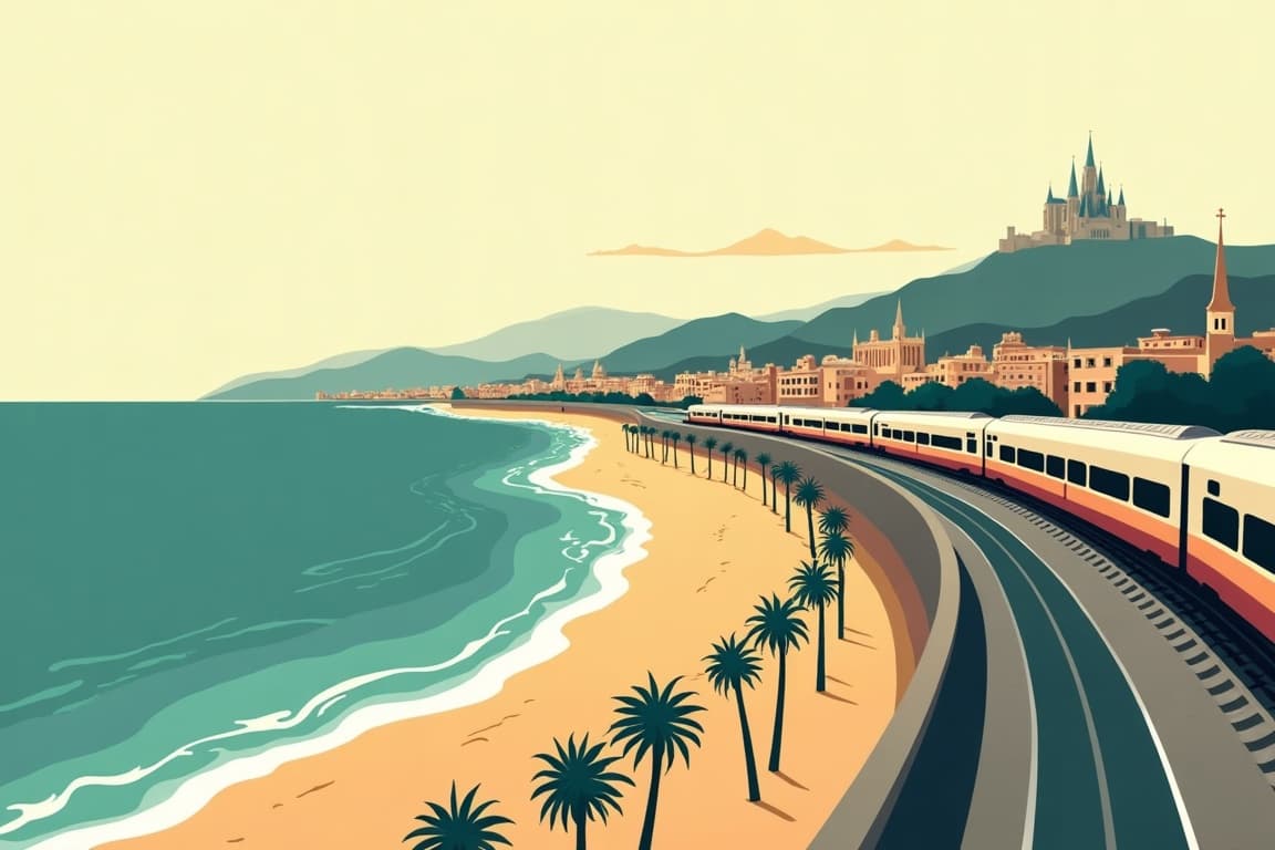 Illustration of Barcelona City Break by Rail