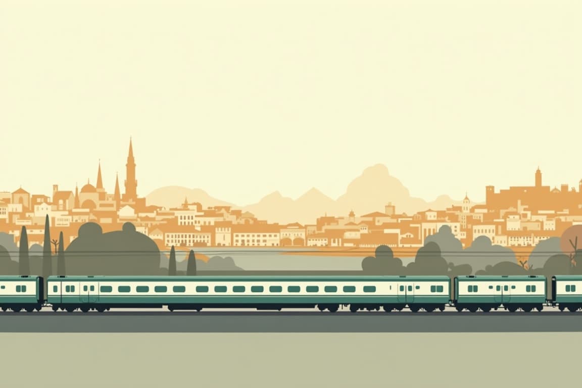 Illustration of Barcelona, Madrid, and Lisbon
