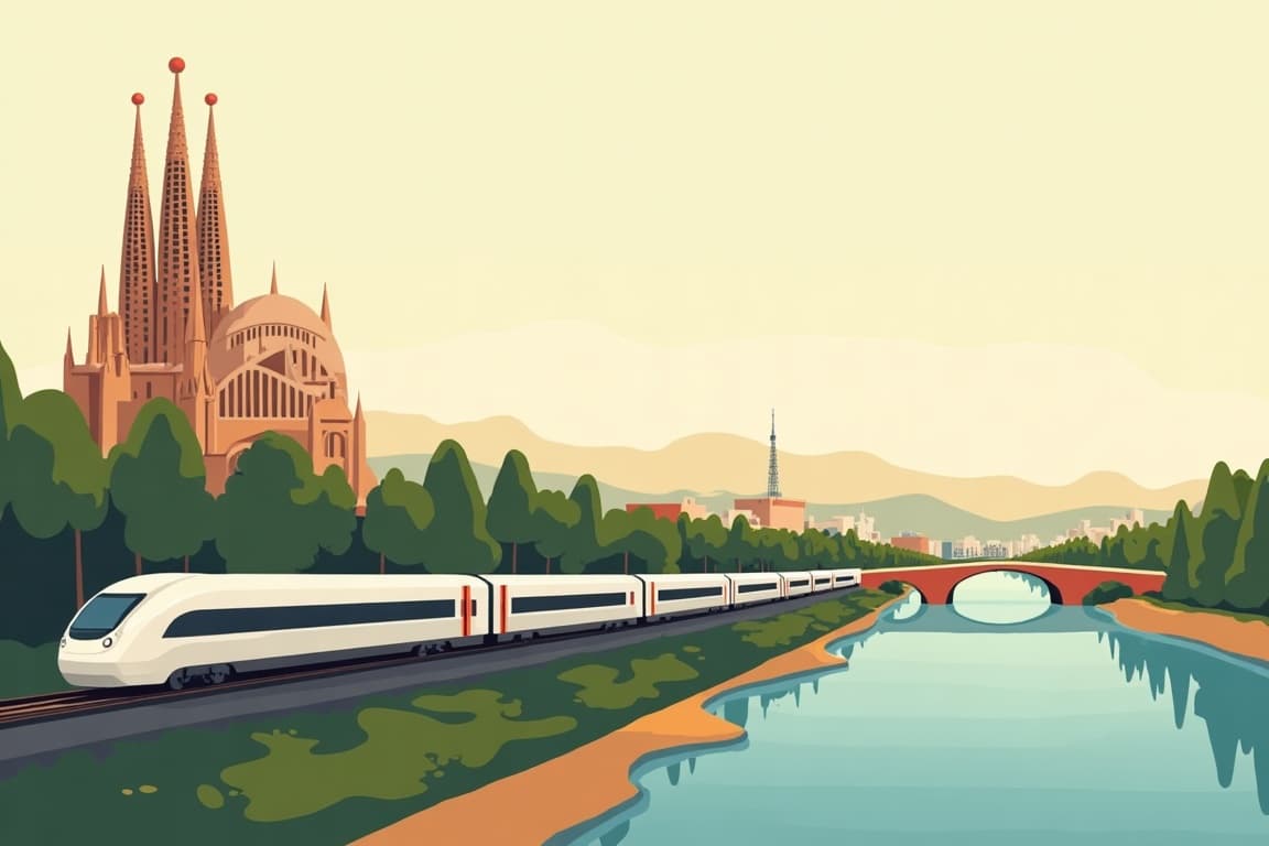 Illustration of Barcelona, Paris, and Amsterdam