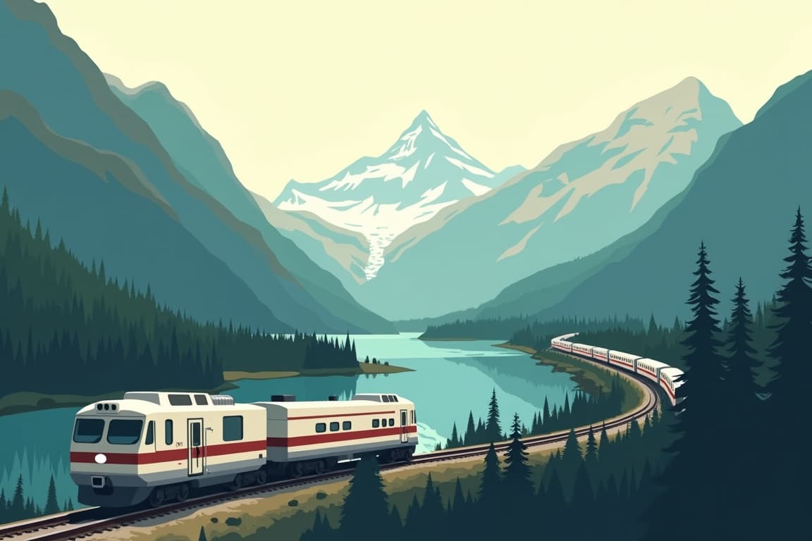 Illustration of Beautiful Banff Rail & Drive