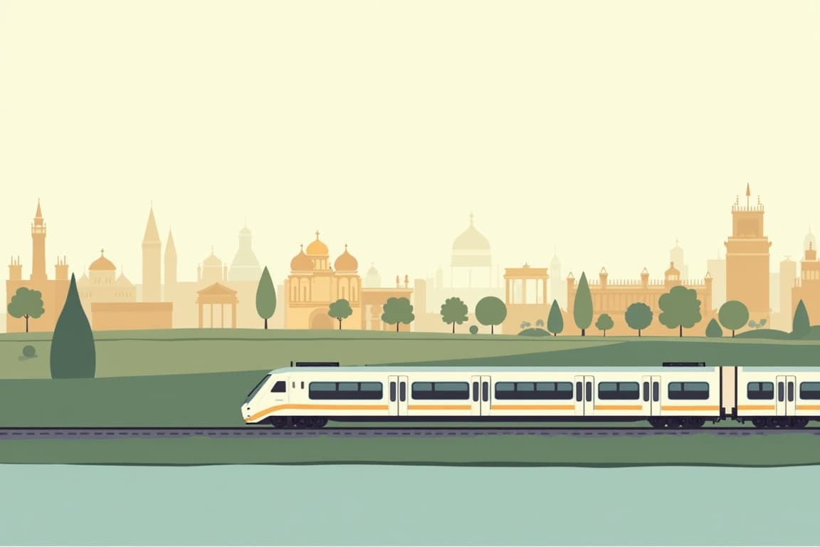 Illustration of Berlin and Munich from Amsterdam