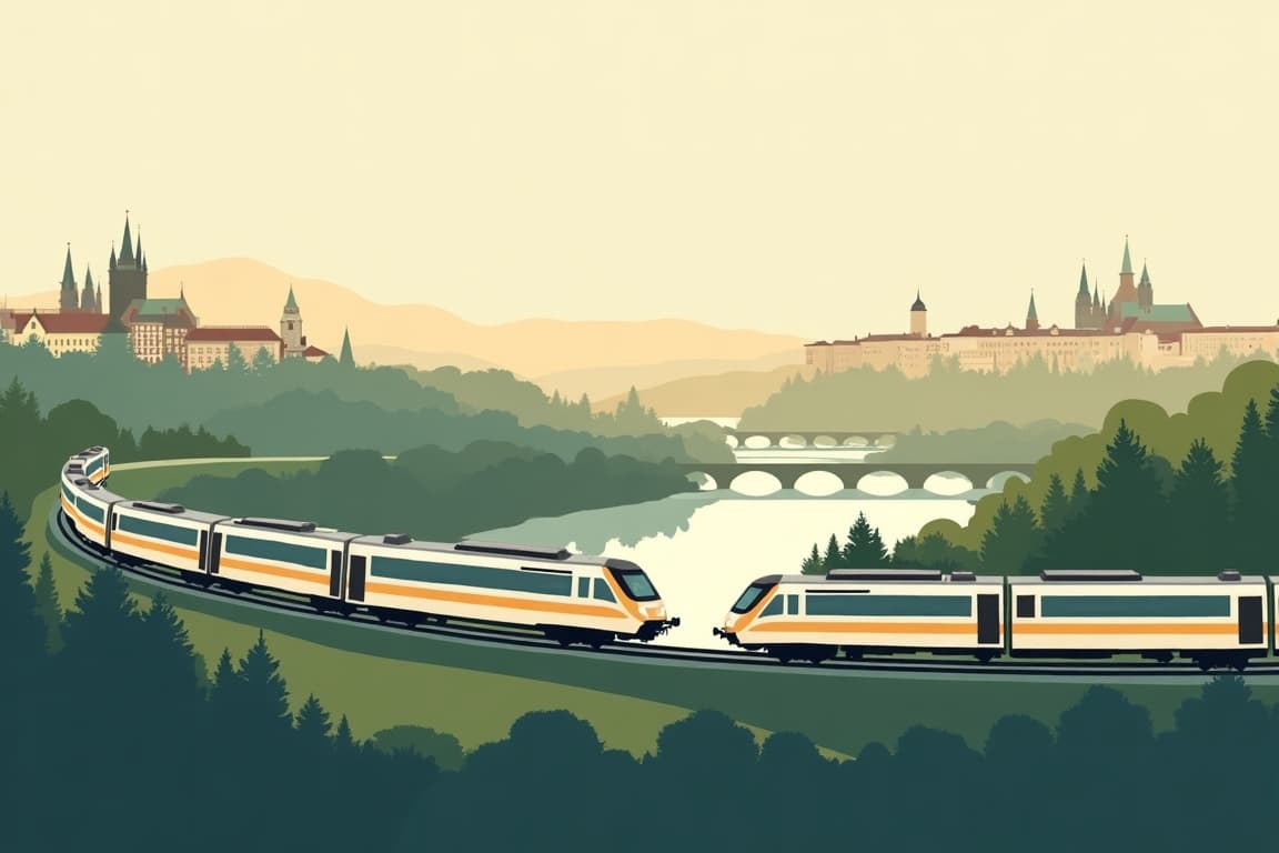 Illustration of Berlin and Prague