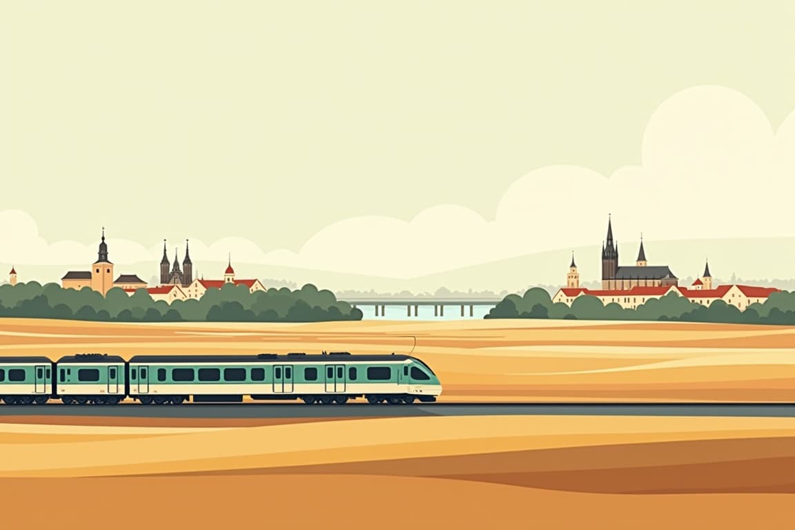 Illustration of Berlin, Prague, Krakow, and Warsaw