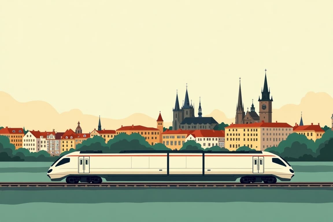 Illustration of Berlin, Prague, Munich, and Frankfurt