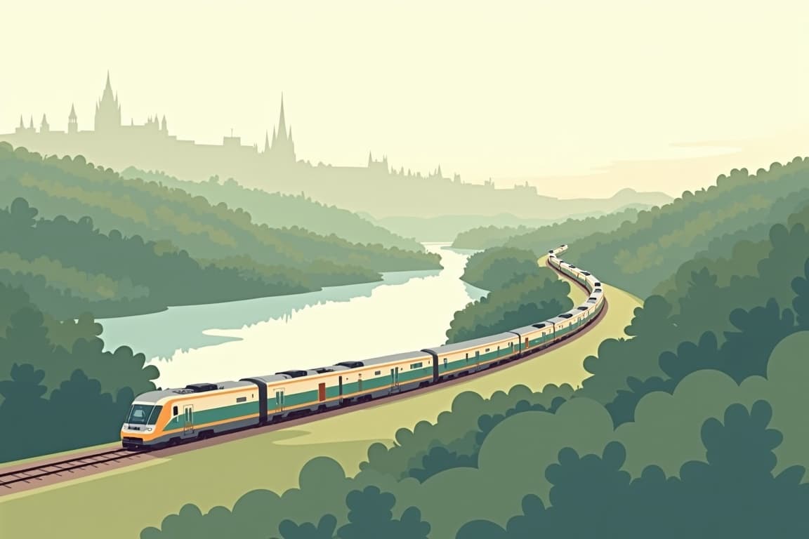 Illustration of Berlin, Prague, Vienna, and Budapest