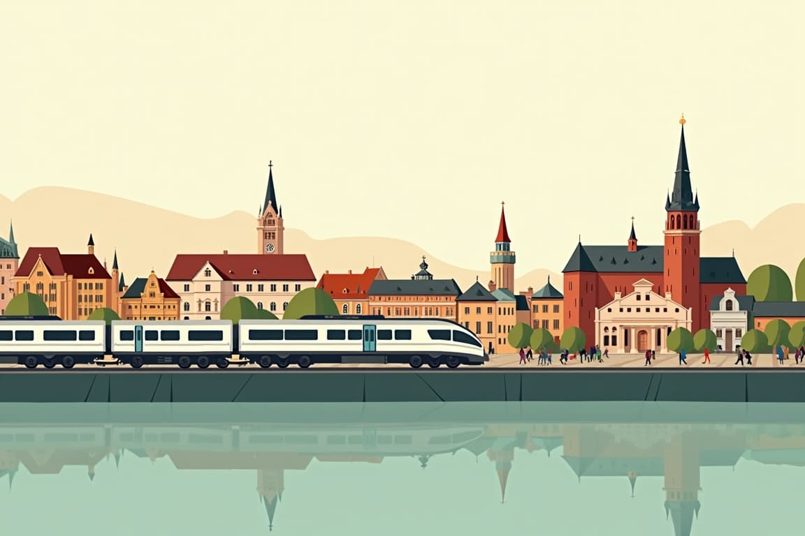 Illustration of Berlin, Warsaw, and Krakow