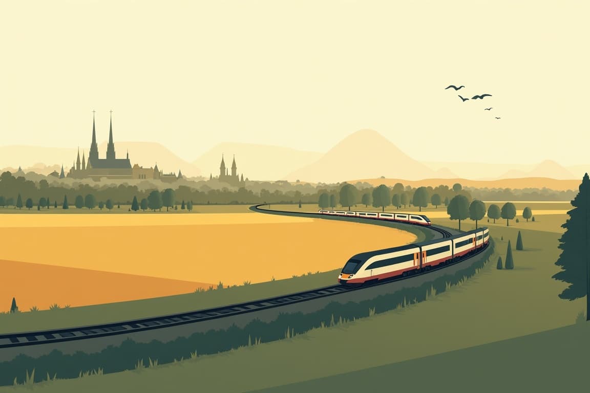Illustration of Berlin, Warsaw, Krakow, and Vienna
