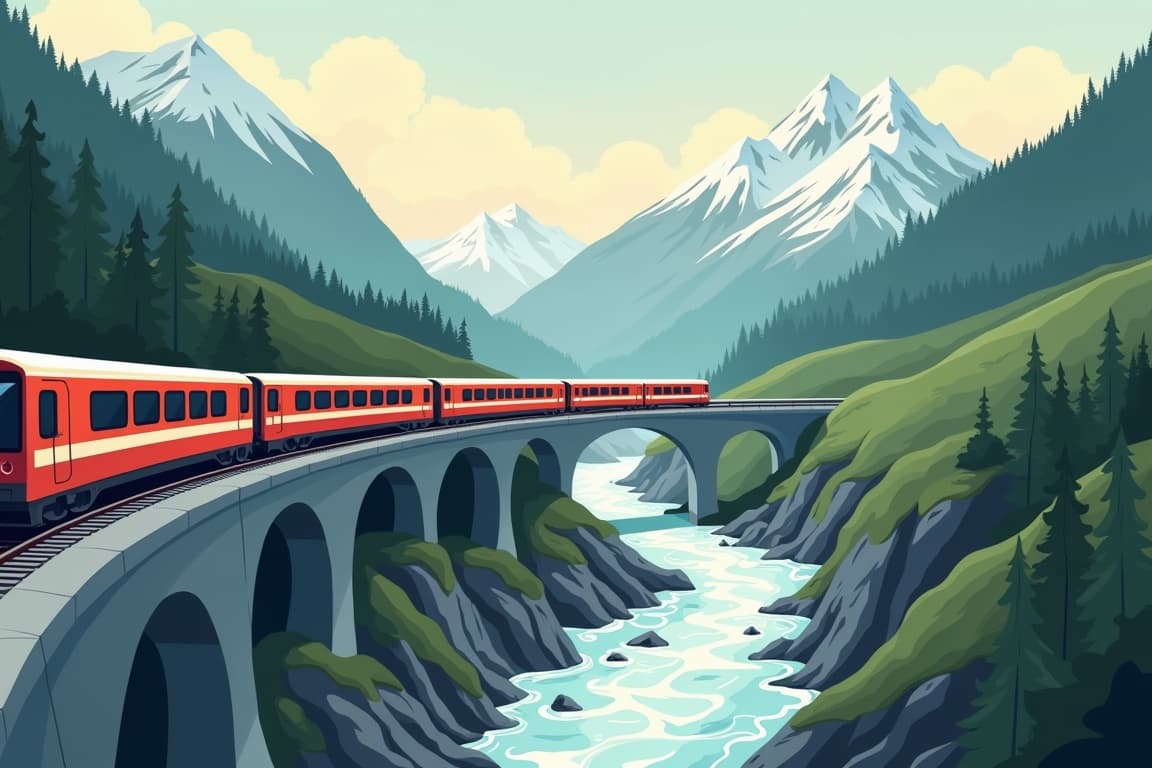 Illustration of Bernina Express + Glacier Express