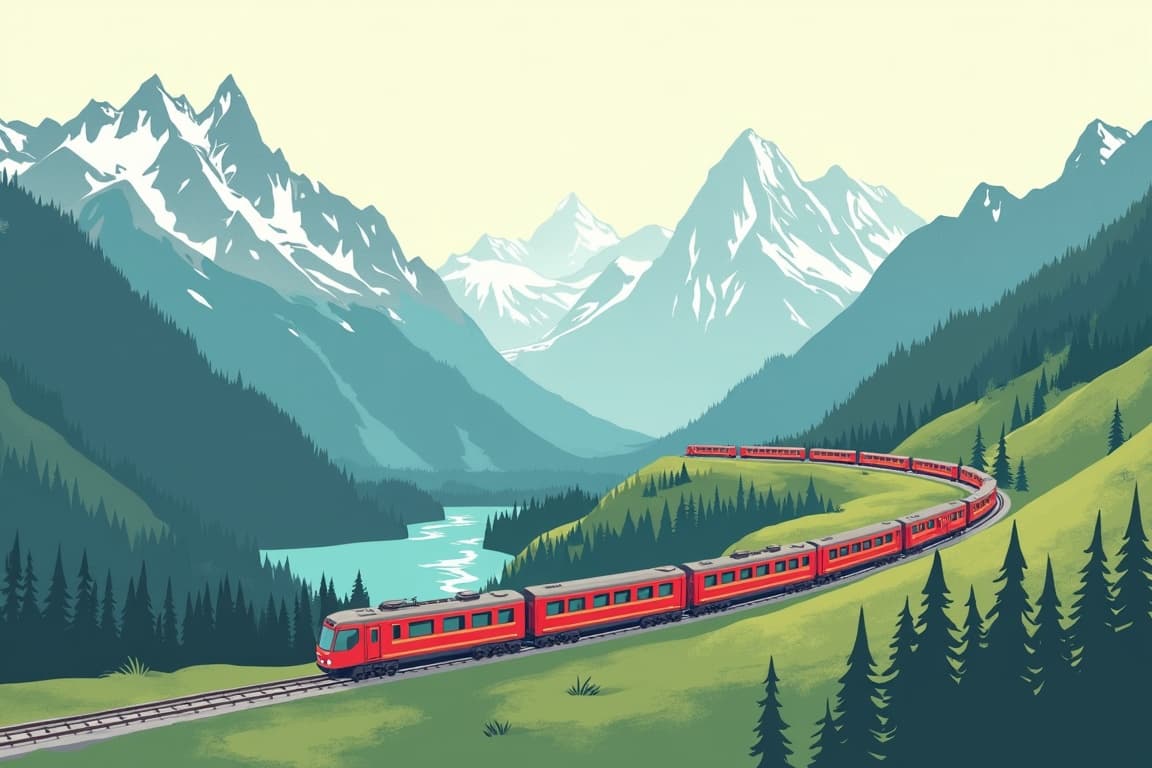 Illustration of Bernina Express Poschiavo - Chur