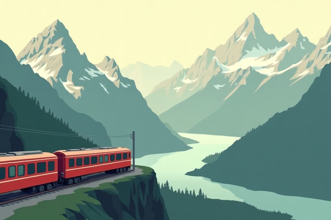 Illustration of Bernina Express St. Moritz – Lugano