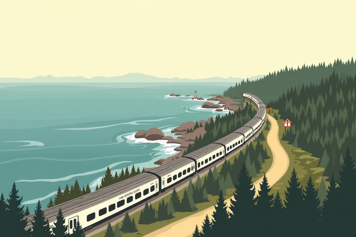 Illustration of Bothnian Coastal Route by Train