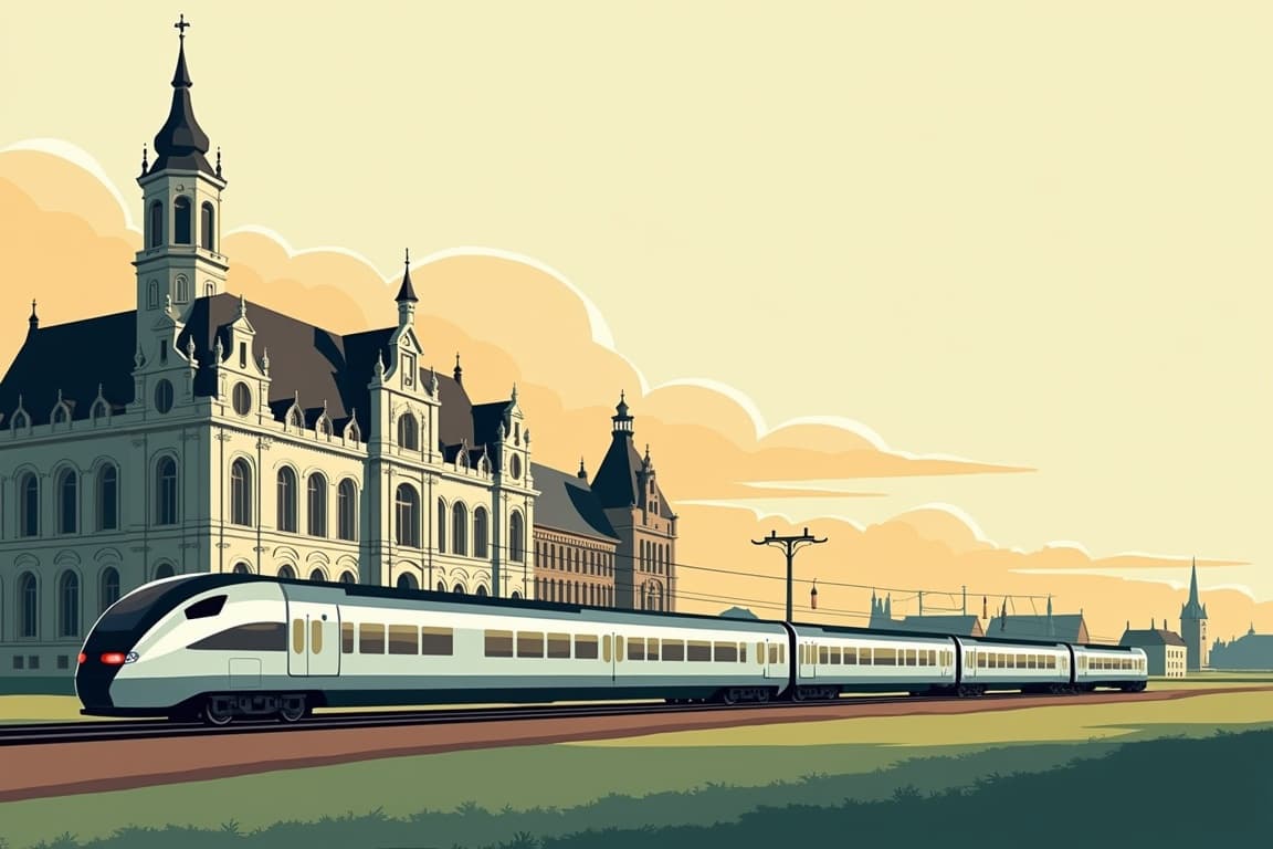 Illustration of Brussels and Amsterdam