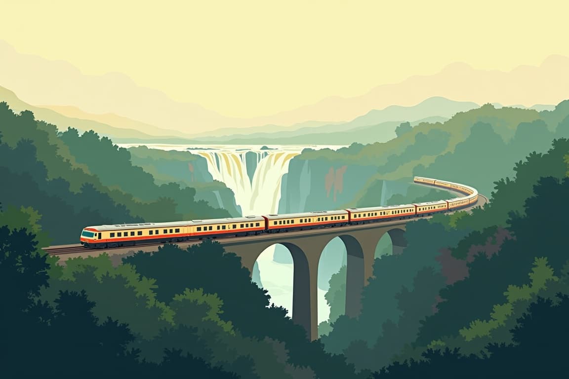 Illustration of Buenos Aires, Iguazu Falls, and Rio