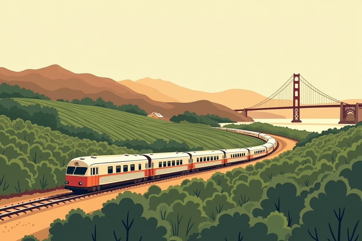 Illustration of California Wine Country by Rail