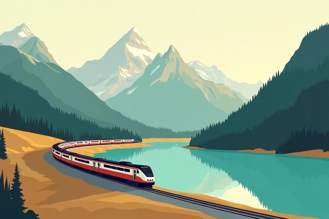Illustration of Canadian Rocky Rail Adventure