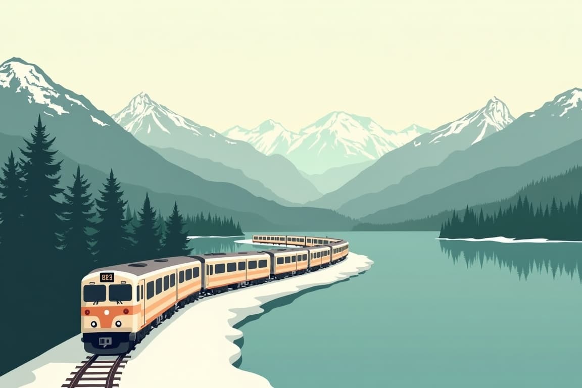 Illustration of Canadian Snow Train with Jasper