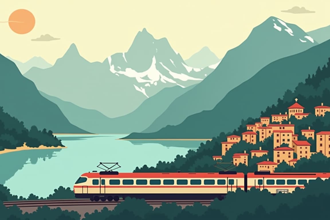 Illustration of Cinque Terre via the Alps