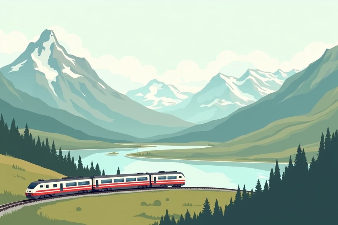 Illustration of Classic Austrian Alps