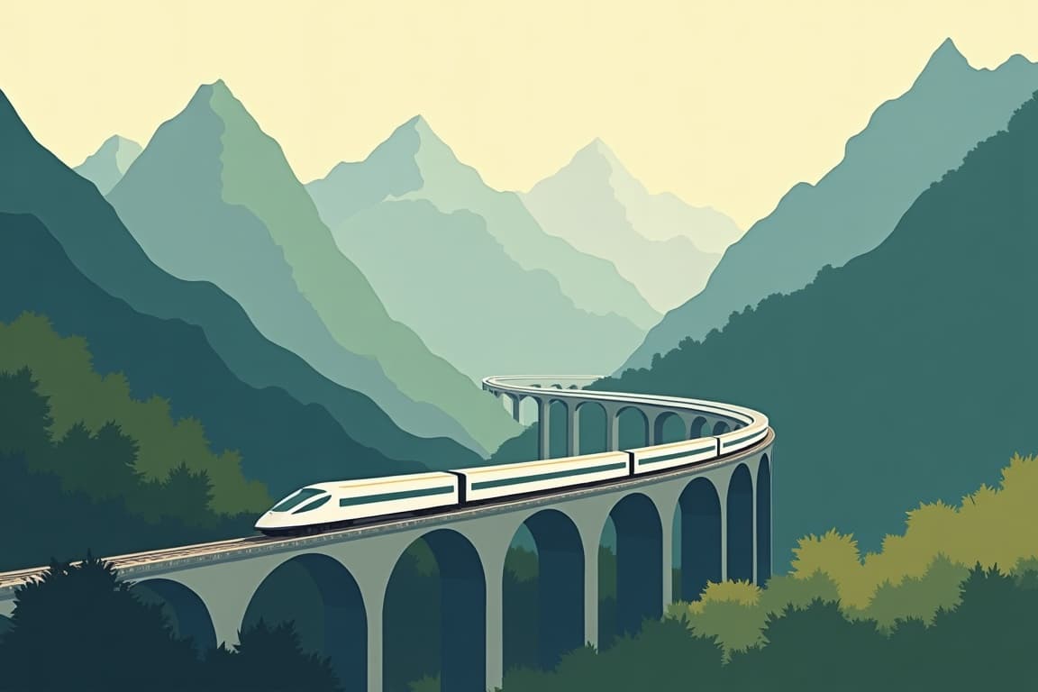 Illustration of Classic Bernina Express from London