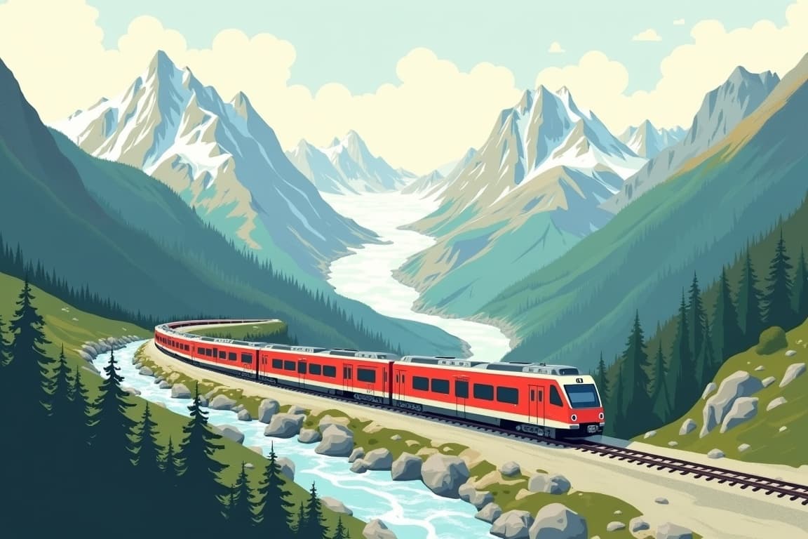 Illustration of Classic Glacier and Bernina Express