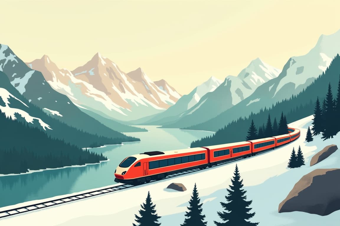 Illustration of Classic Glacier Express from London