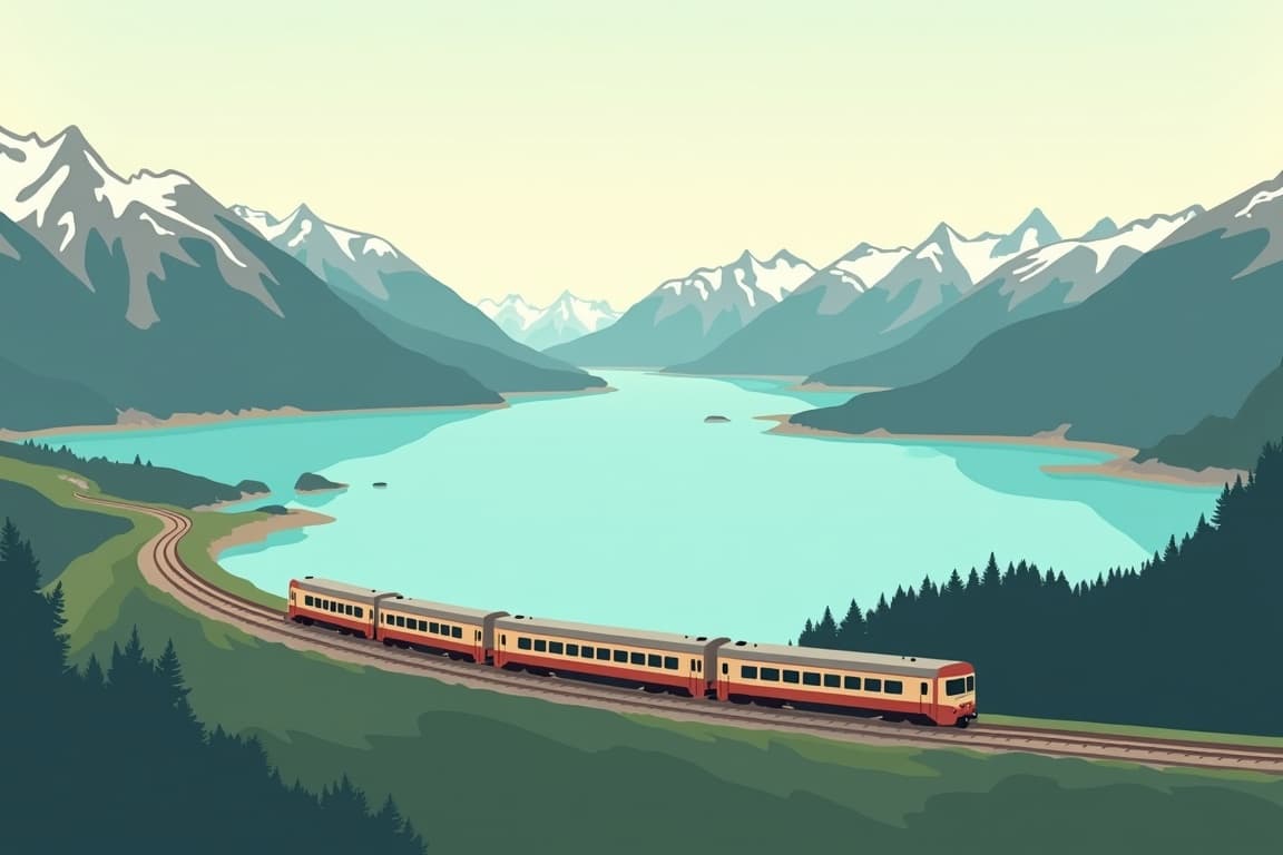 Illustration of Classic Rail, Cruise & Coach Tour