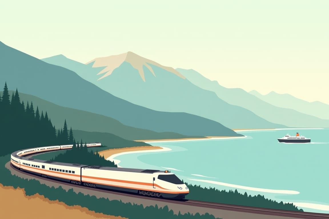 Illustration of Coast Starlight with Alaska Cruise