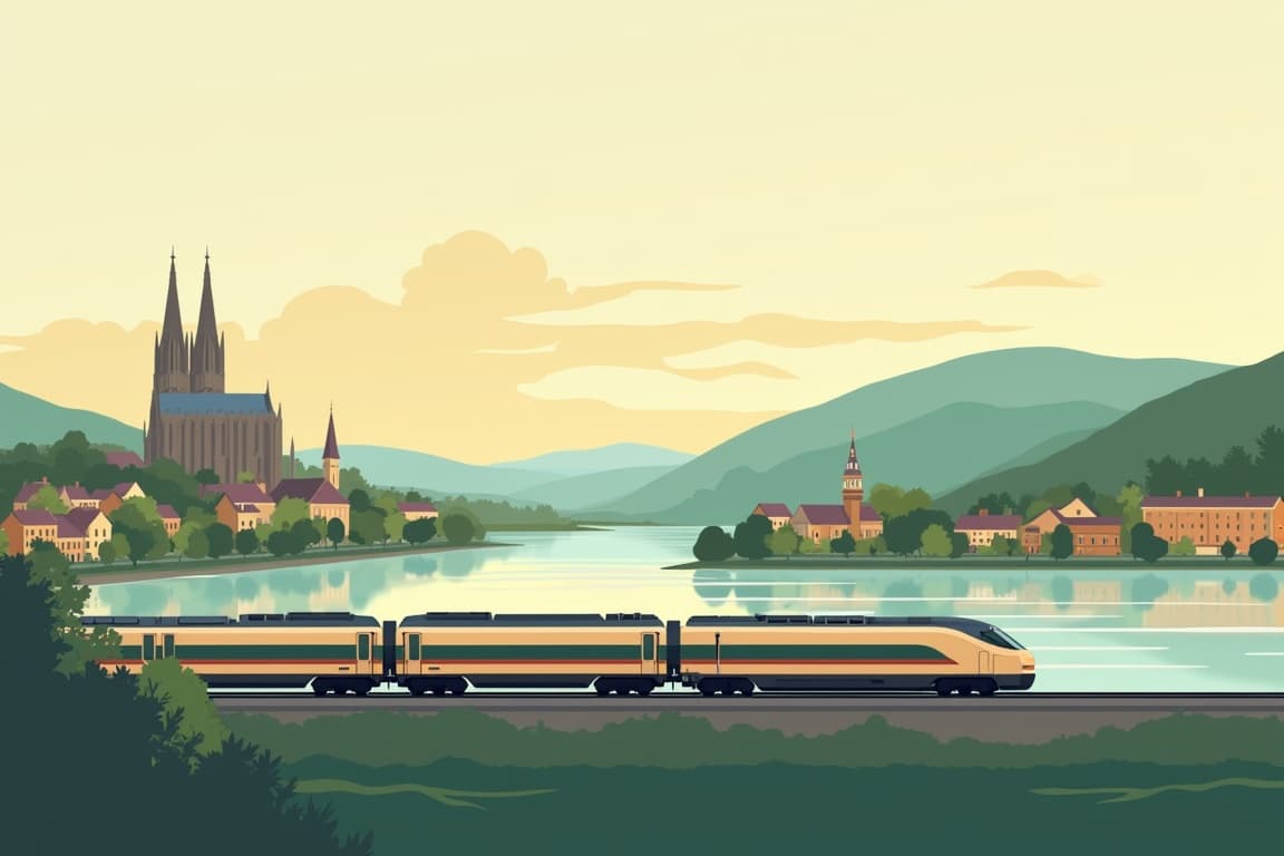 Illustration of Cologne and Berlin from Munich