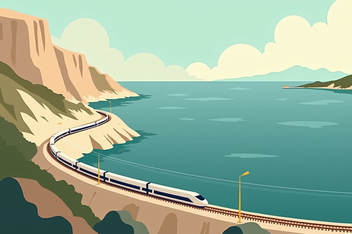 Illustration of Croatian Coastline by Rail