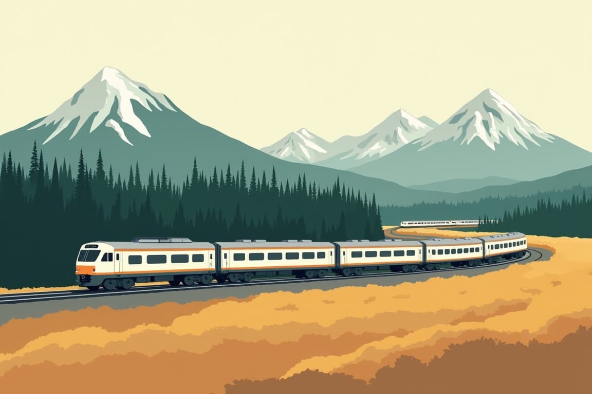 Illustration of Denali Express with Alaska Railroad