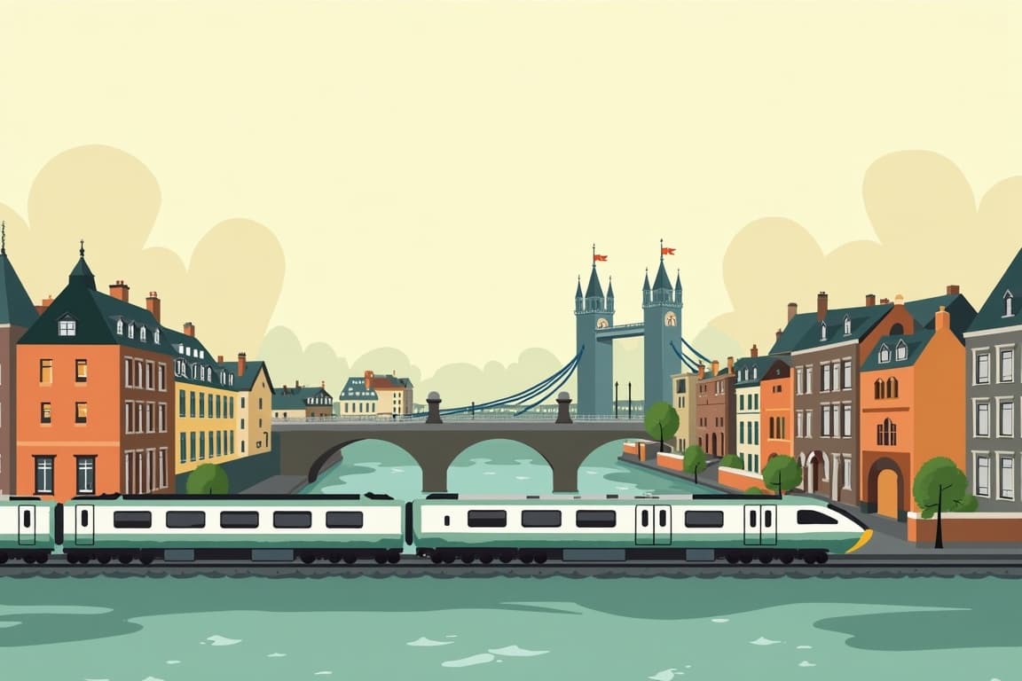 Illustration of Dublin, London, Paris, and Amsterdam