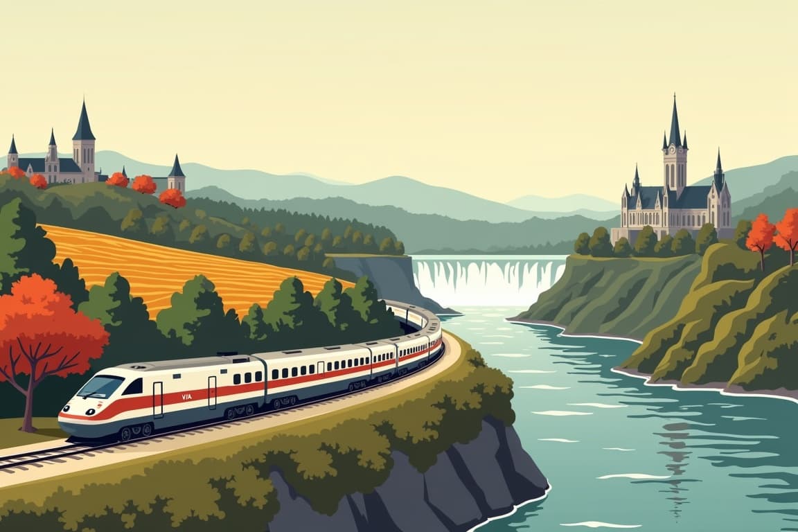 Illustration of Eastern Canada by Rail