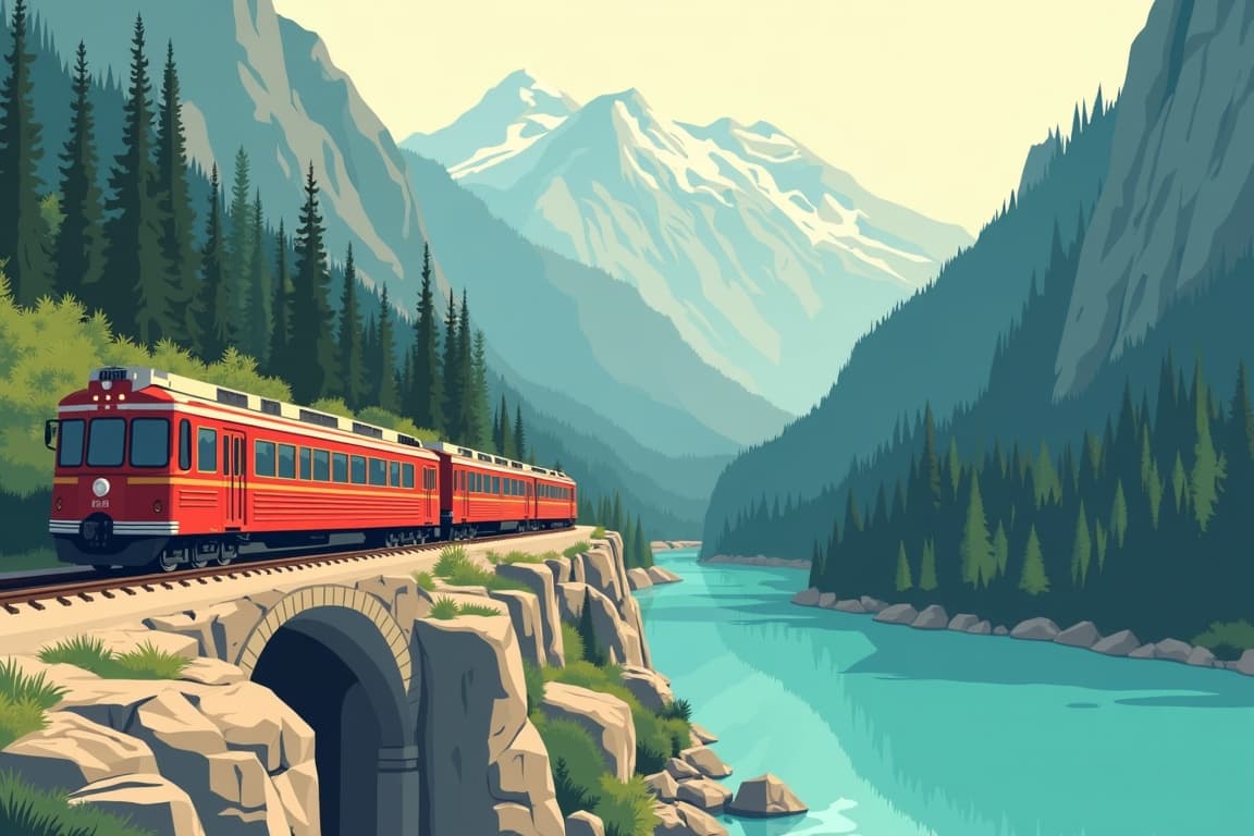 Illustration of Essential Rockies by Train