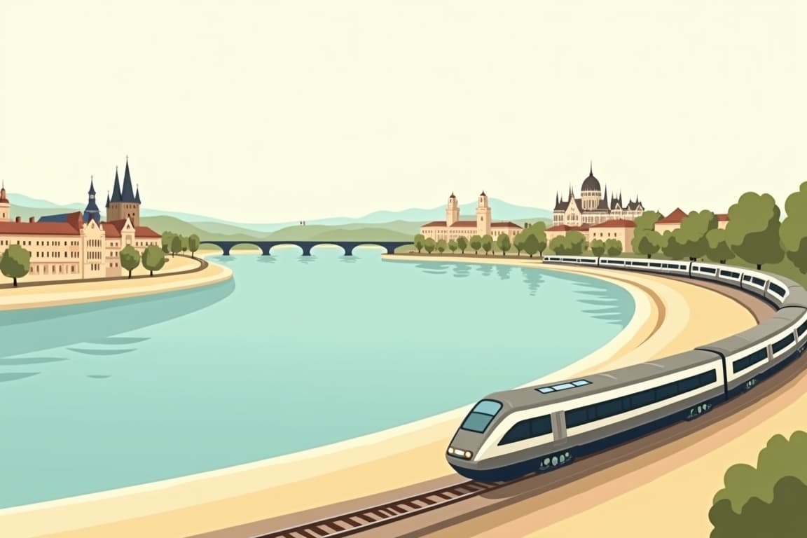 Illustration of European Grandeur by Rail