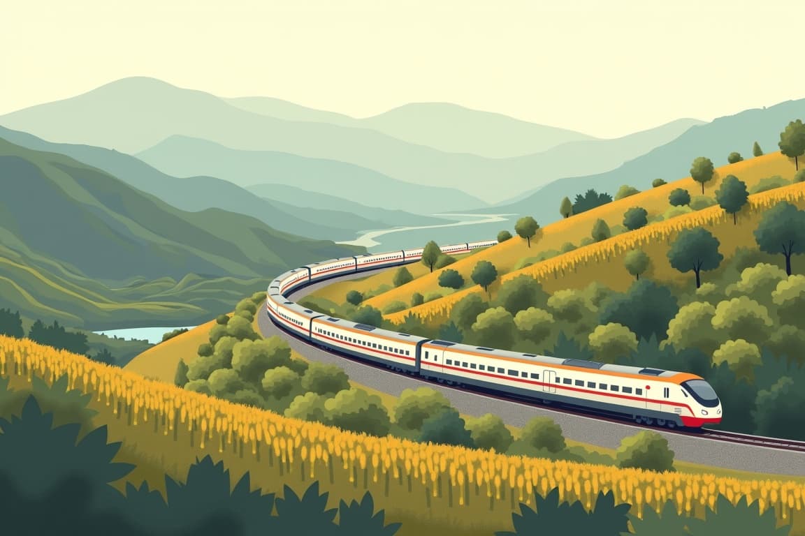 Illustration of First Class Rail: Barcelona to Paris