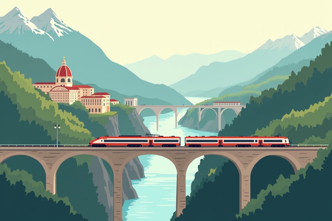 Illustration of Florence and the Bernina Express