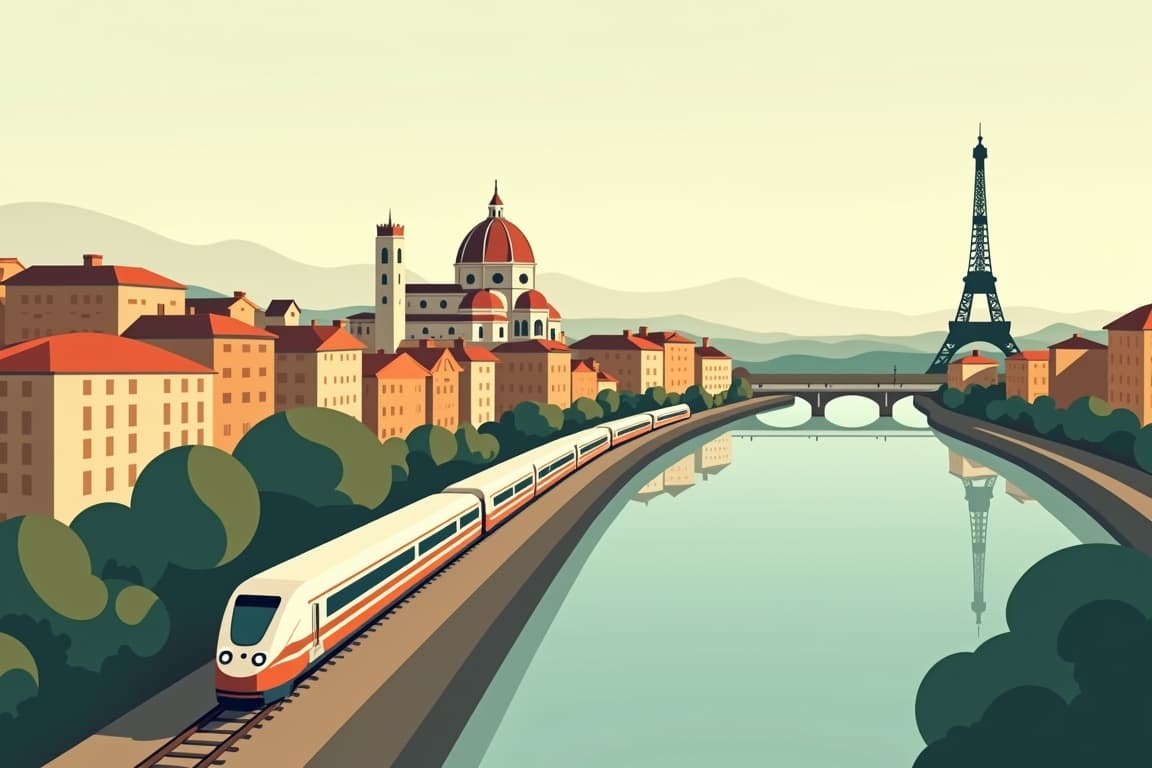 Illustration of Florence, Venice, and Paris