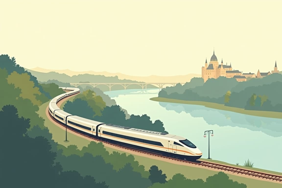 Illustration of Four Capitals by train from the UK
