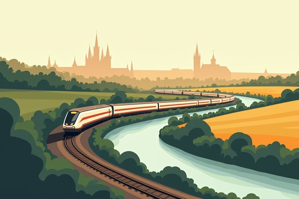 Illustration of Frankfurt, Munich, and Prague