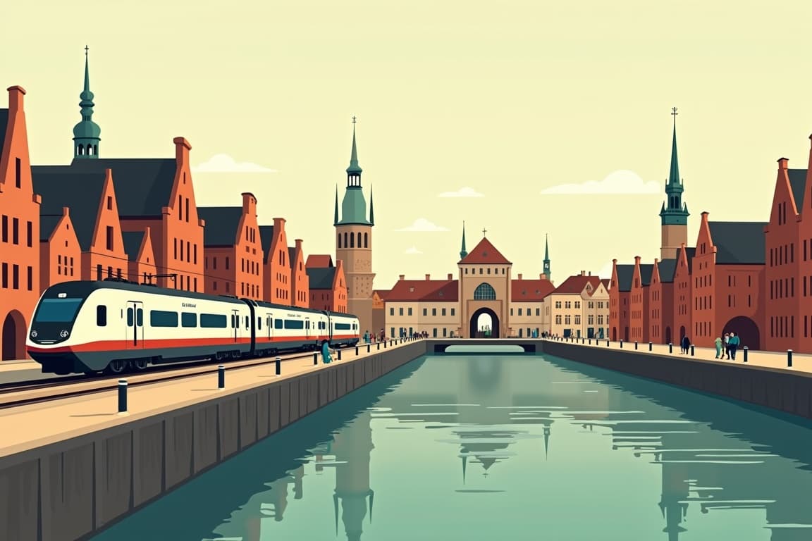 Illustration of Gdansk to Vienna by Rail