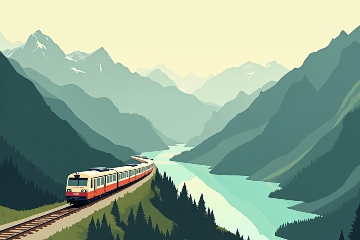 Illustration of Glacier and Bernina Express Classic