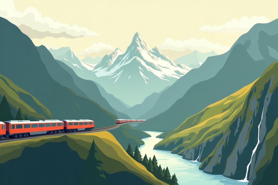 Illustration of Glacier and Bernina Expresses