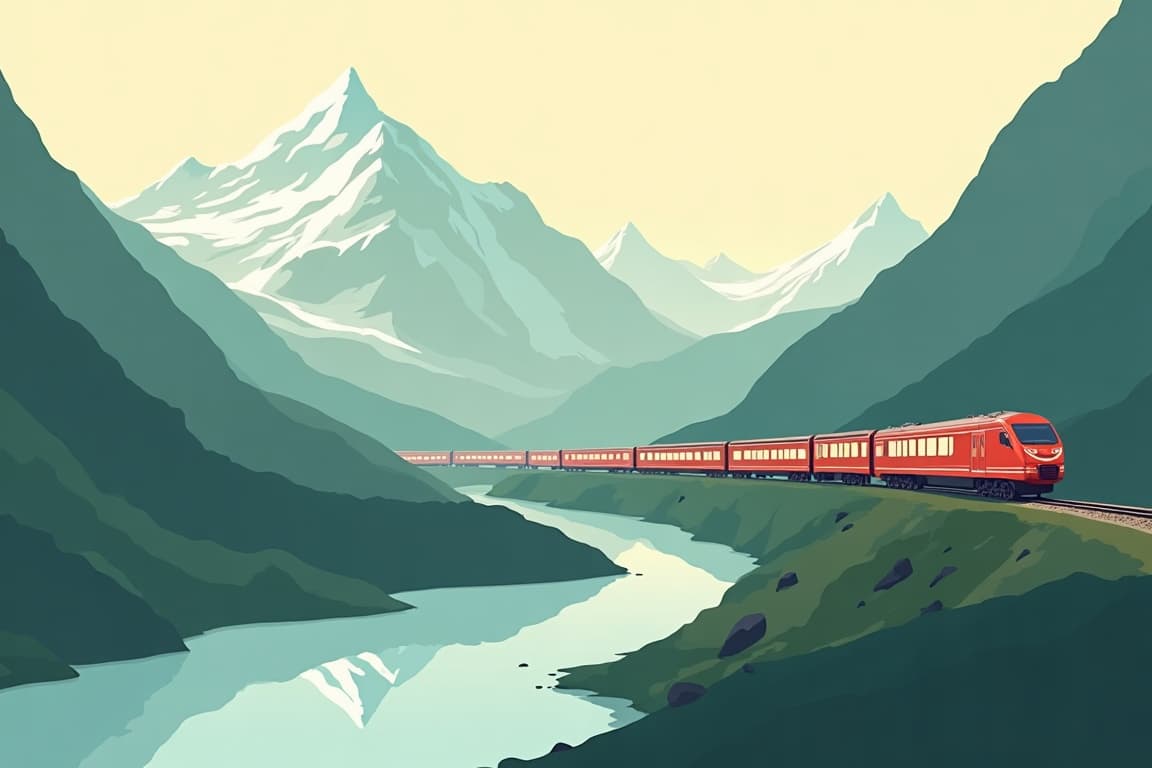 Illustration of Glacier Express + Bernina Express